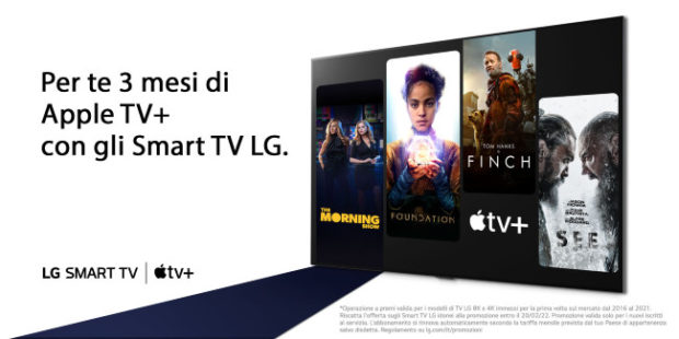 Con le TV LG arrivano tre mesi gratis di Apple TV+